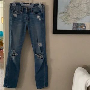 A&F Ripped Jeans Distressed Denim Blue Acid Wash